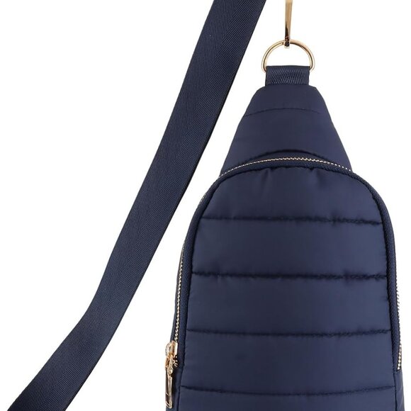 Blue Quilted Crossbody Bag for Women, Small Puffer Sling Purse with Adjustable S - Picture 1 of 6